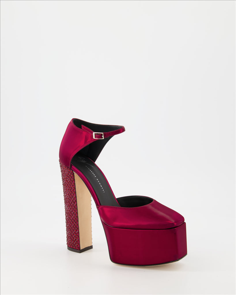 Giuseppe Zanotti, platform pumps, luxury footwear, women's shoes, Bordeaux heels