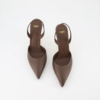Fendi Pumps, Brown Leather, Metallic Heel, High-End Footwear, Feminine Luxury