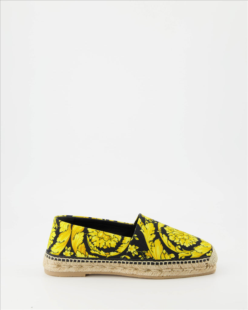 Versace espadrilles, luxury shoes, designer footwear, women's espadrilles, Barocco print