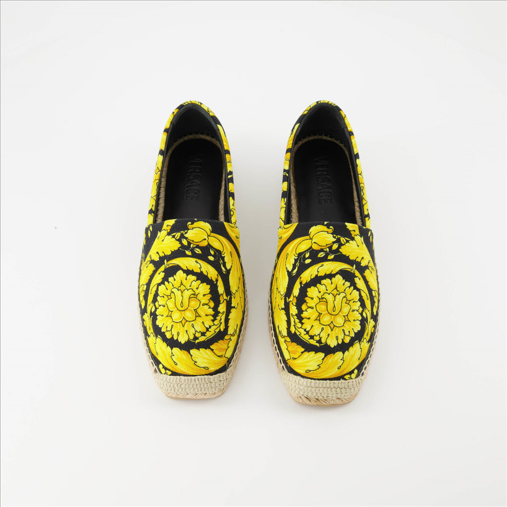 Versace espadrilles, luxury shoes, designer footwear, women's espadrilles, Barocco print