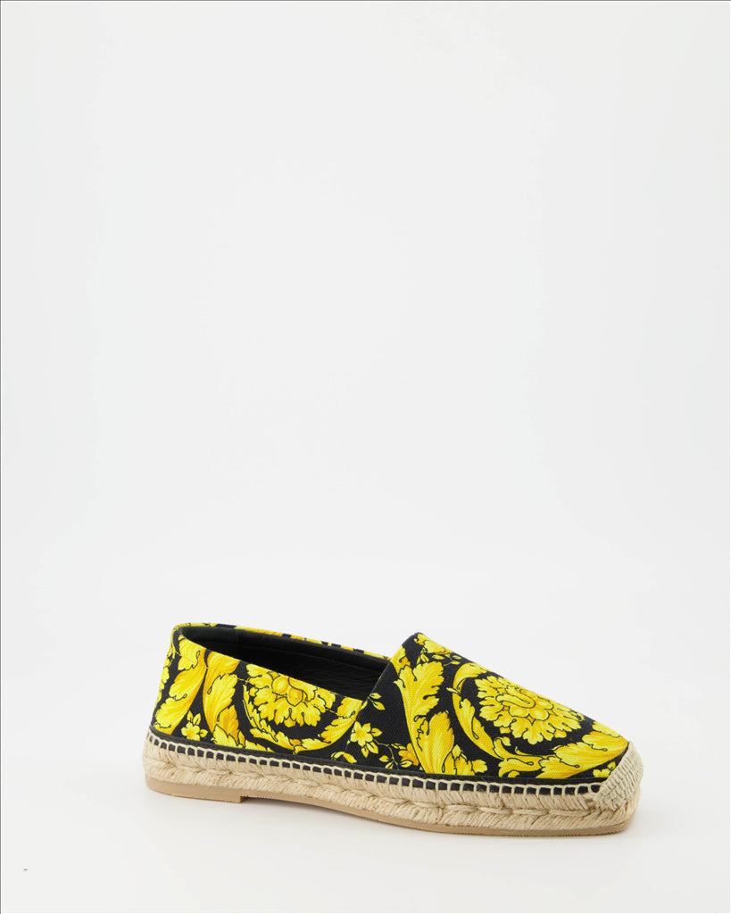 Versace espadrilles, luxury shoes, designer footwear, women's espadrilles, Barocco print