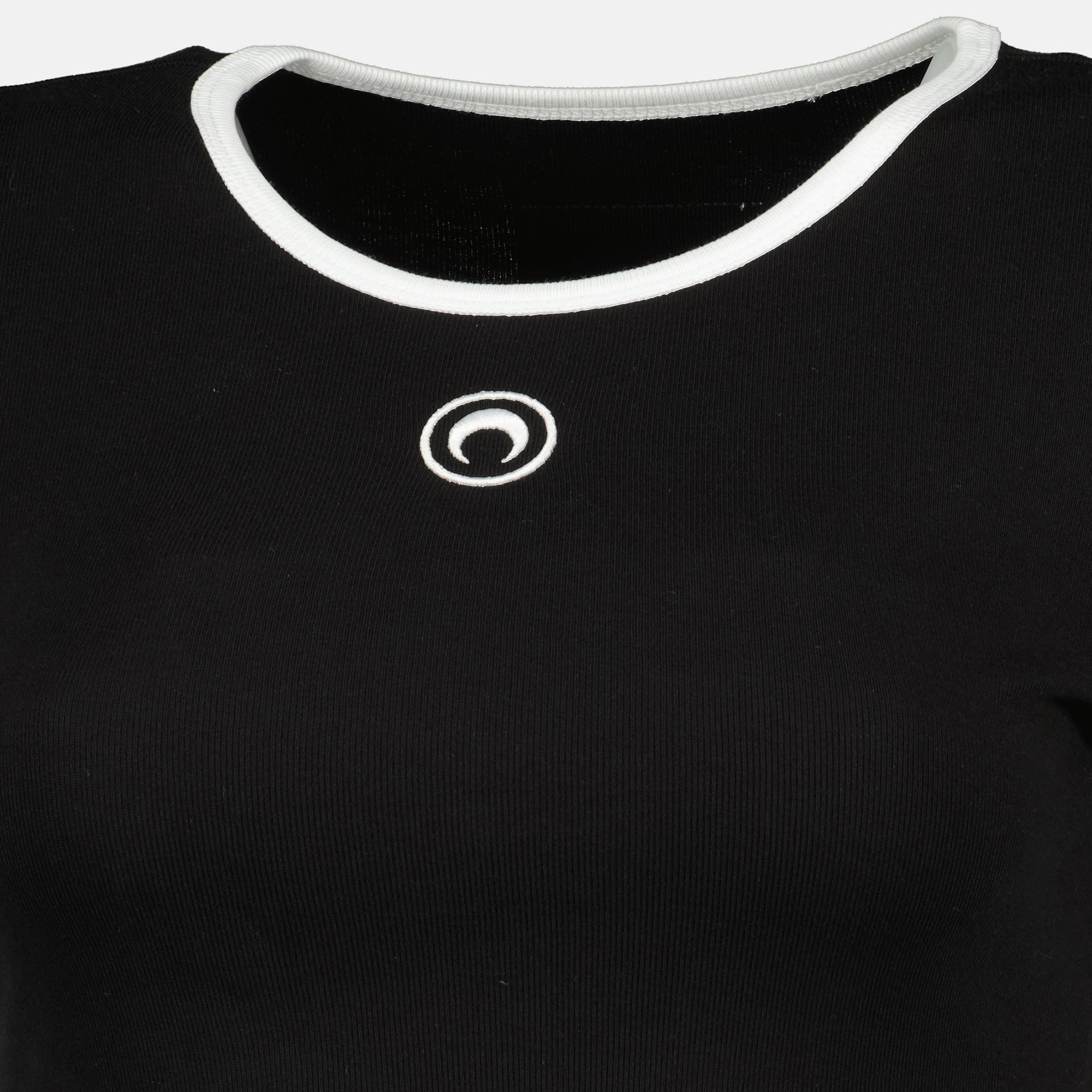 Marine Serre crop top, black cotton top, designer women's wear, short sleeve top, autumn winter fashion