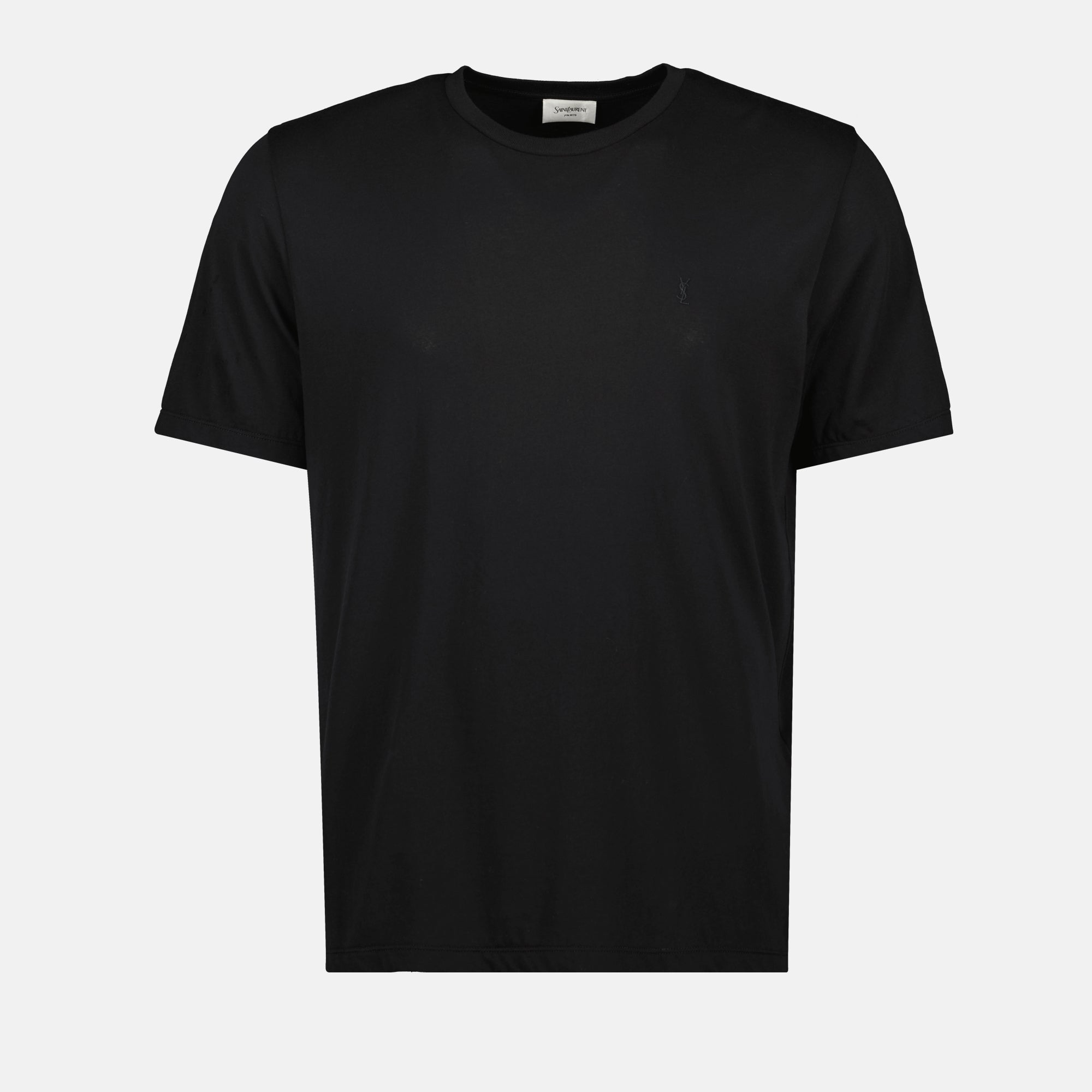 Saint Laurent T-shirt, Cassandre logo, black cotton t-shirt, short sleeve shirt, men's casual wear