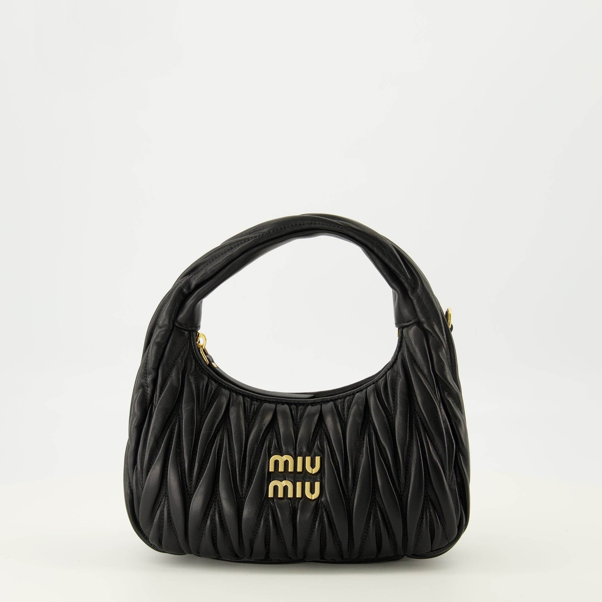 Miu Miu hobo bag, luxury leather handbag, nappa leather bag, refined accessories, designer bags for collection