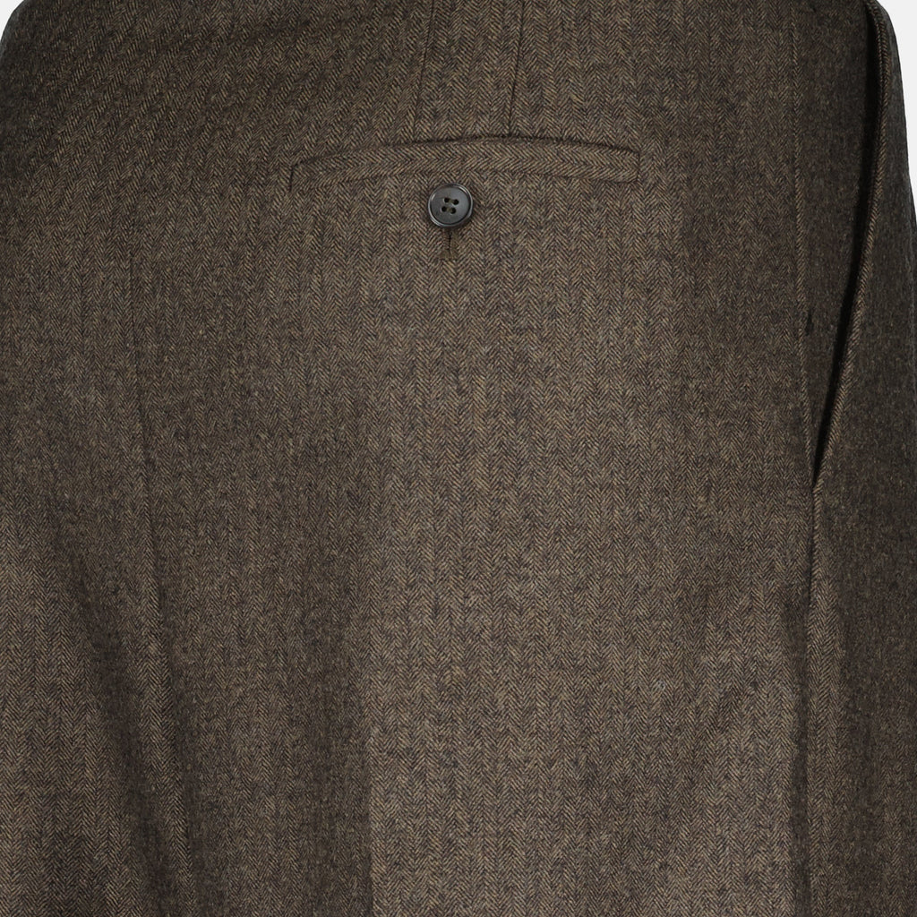 brown trousers, Saint Laurent, chevron pattern, wide fit trousers, Autumn-Winter 2025