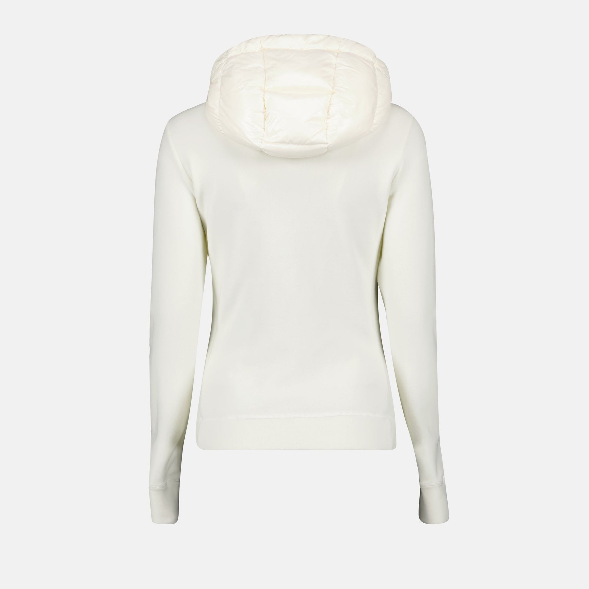 White Quilted Jacket, Adjustable Hood, Moncler Grenoble, Autumn-Winter 2024, Dual-material Design