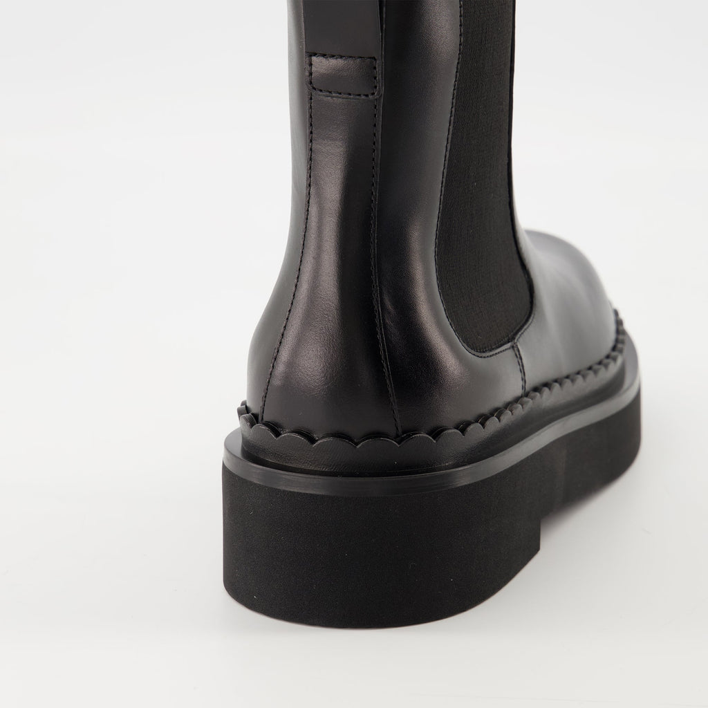 Beatle Boots, Valentino, Black Calf Leather Boots, Slip-On Boots, VLogo Signature