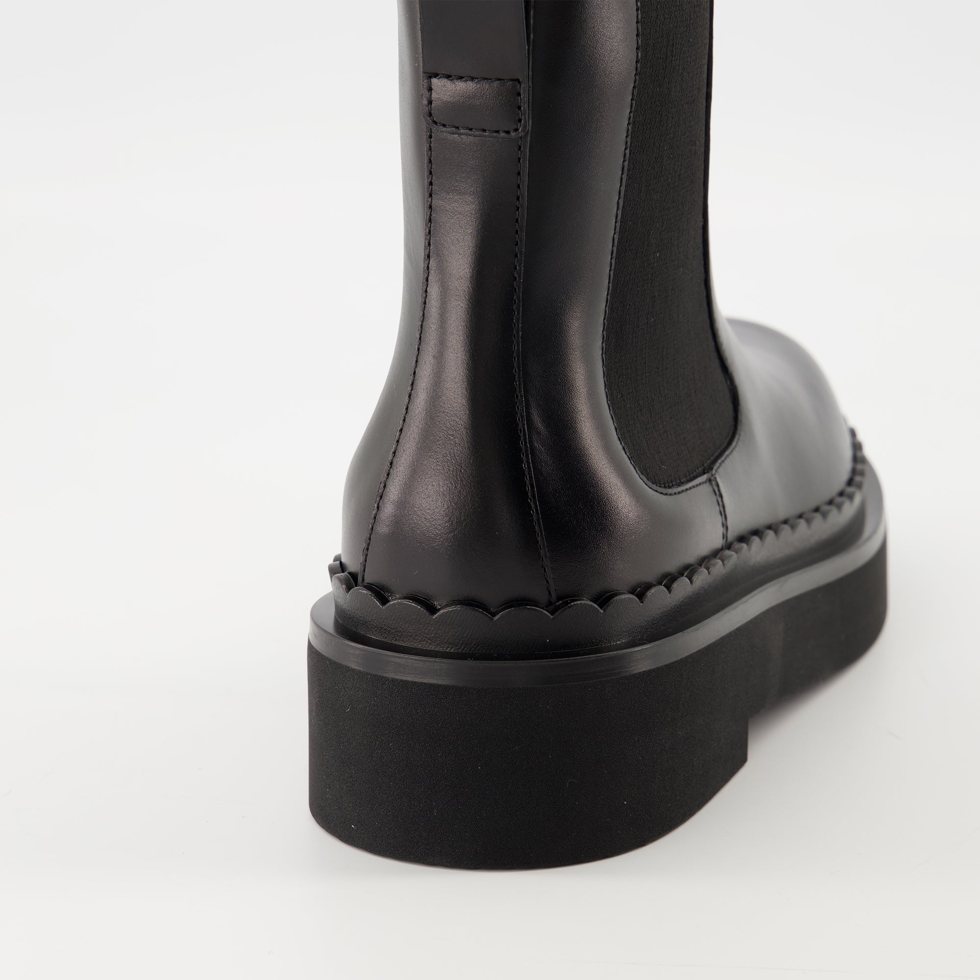 Beatle Boots, Valentino, Black Calf Leather Boots, Slip-On Boots, VLogo Signature