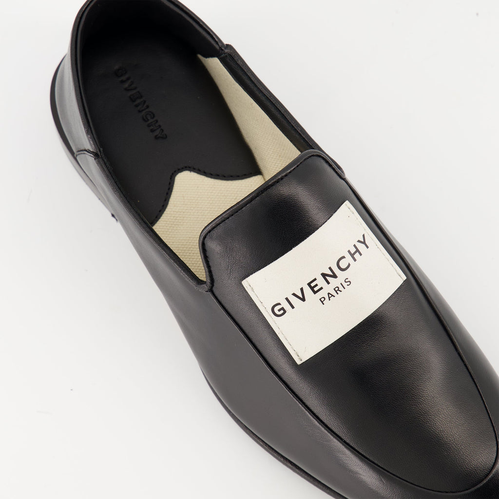 Givenchy moccasins, luxury footwear, glossy leather shoes, foldable heel moccasins, designer shoe collection