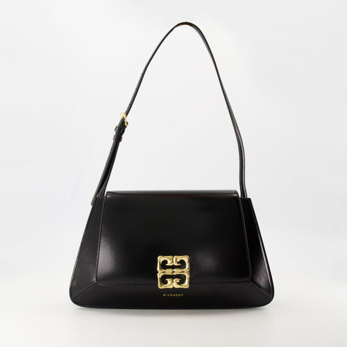 Image of 4G Liquid Black Leather Bag by Givenchy for Women - Season Spring-Summer 2025 - Front View