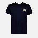 Moncler T-shirt, navy fashion top, pique cotton shirt, logo T-shirt, casual wear