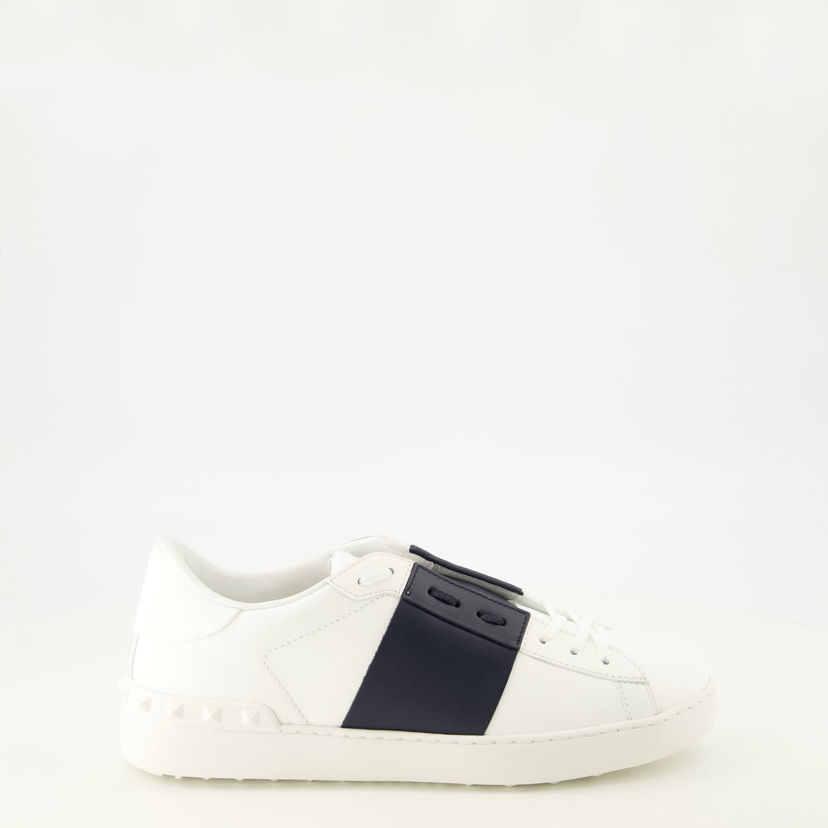 Baskets Open en cuir blanc et bleu marine