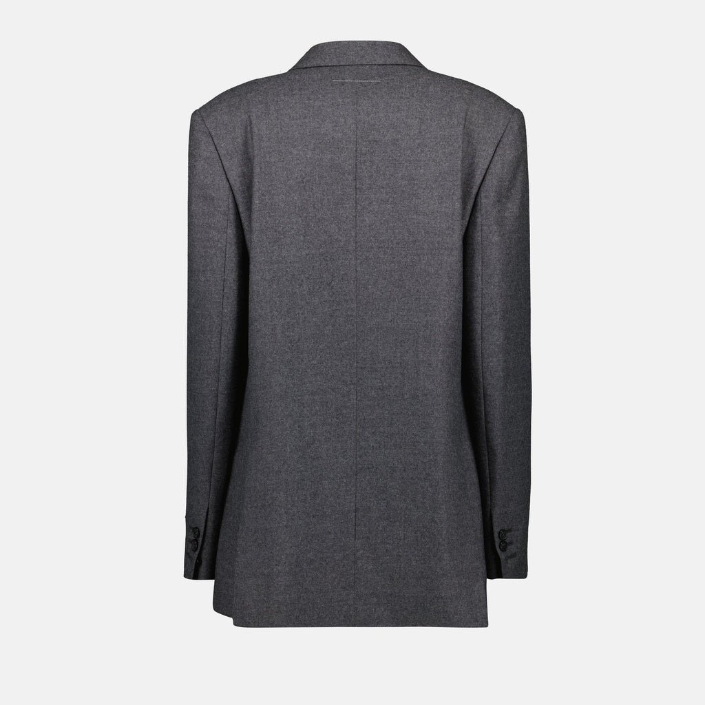 Mm6 blazer, gray wool blazer, Autumn-Winter collection, double-breasted blazer, wool outerwear