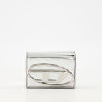 Diesel wallet, silver leather wallet, tri fold wallet, women's accessories, compact wallet