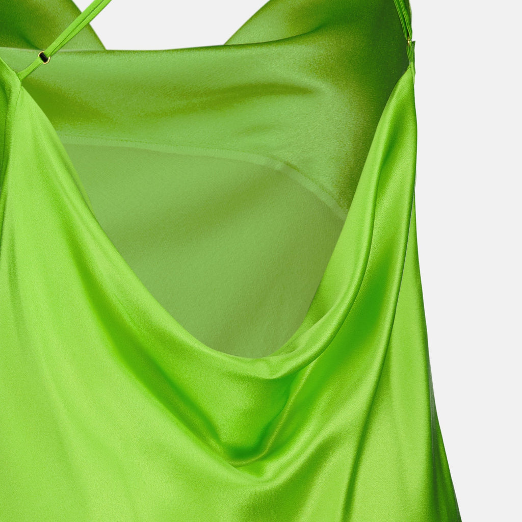 Robe sans dos en soie verte