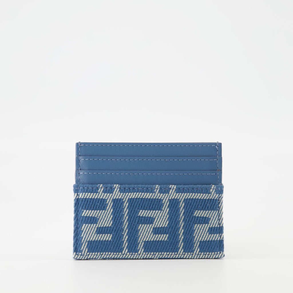 Fendi card holder, denim effect wallet, square card wallet, chic card holder, designer accessories