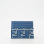 Fendi card holder, denim effect wallet, square card wallet, chic card holder, designer accessories