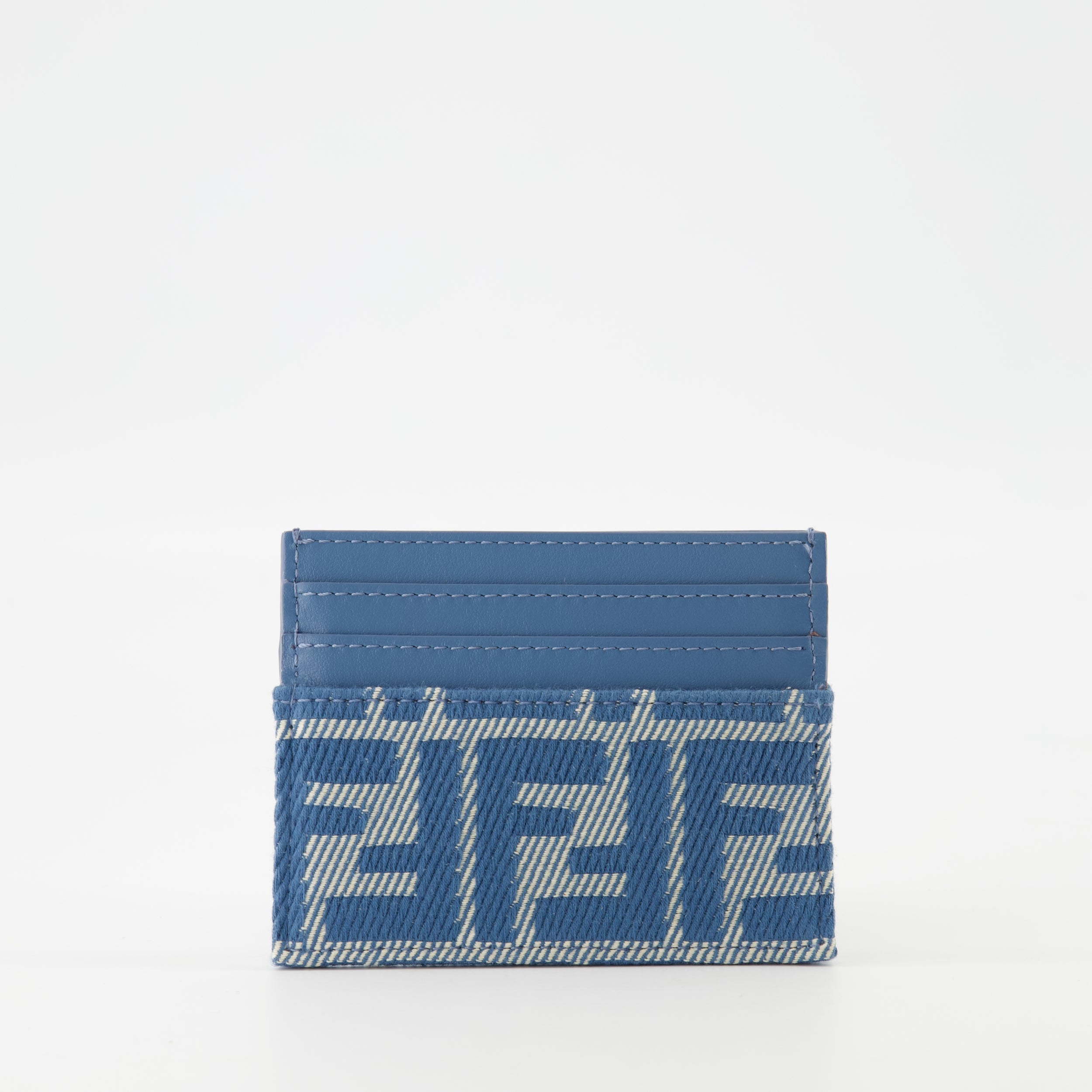 Fendi card holder, denim effect wallet, square card wallet, chic card holder, designer accessories