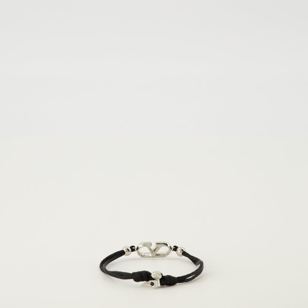 Image of Vlogo Bracelet with Black Cord by Valentino Garavani for Men - Season Spring-Summer 2026 - Back View