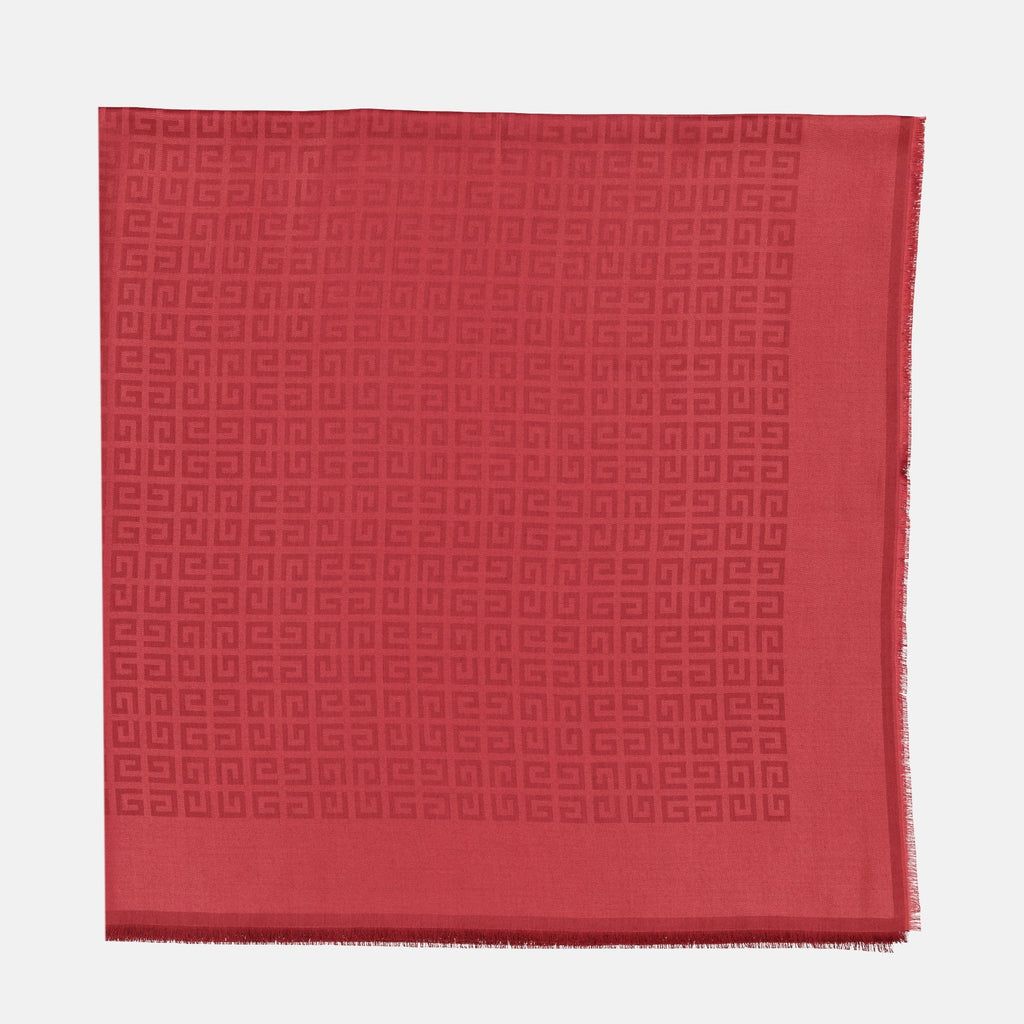 Givenchy châle, red accessory, silk wool châle, 4G motif scarf, women's fashion accessory