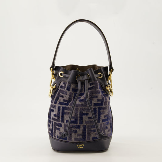 Mon Trésor Mini, bucket bag, FF embossed, adjustable strap, Fendi