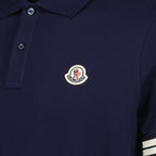 Image of Moncler Navy Logo Polo by Moncler for Men - Season Spring-Summer 2025 - Detail View 5