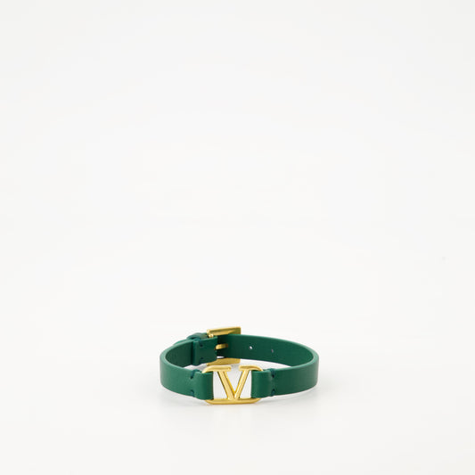 Green leather bracelet, Valentino Garavani, VLogo bracelet, luxury accessories, designer bracelet