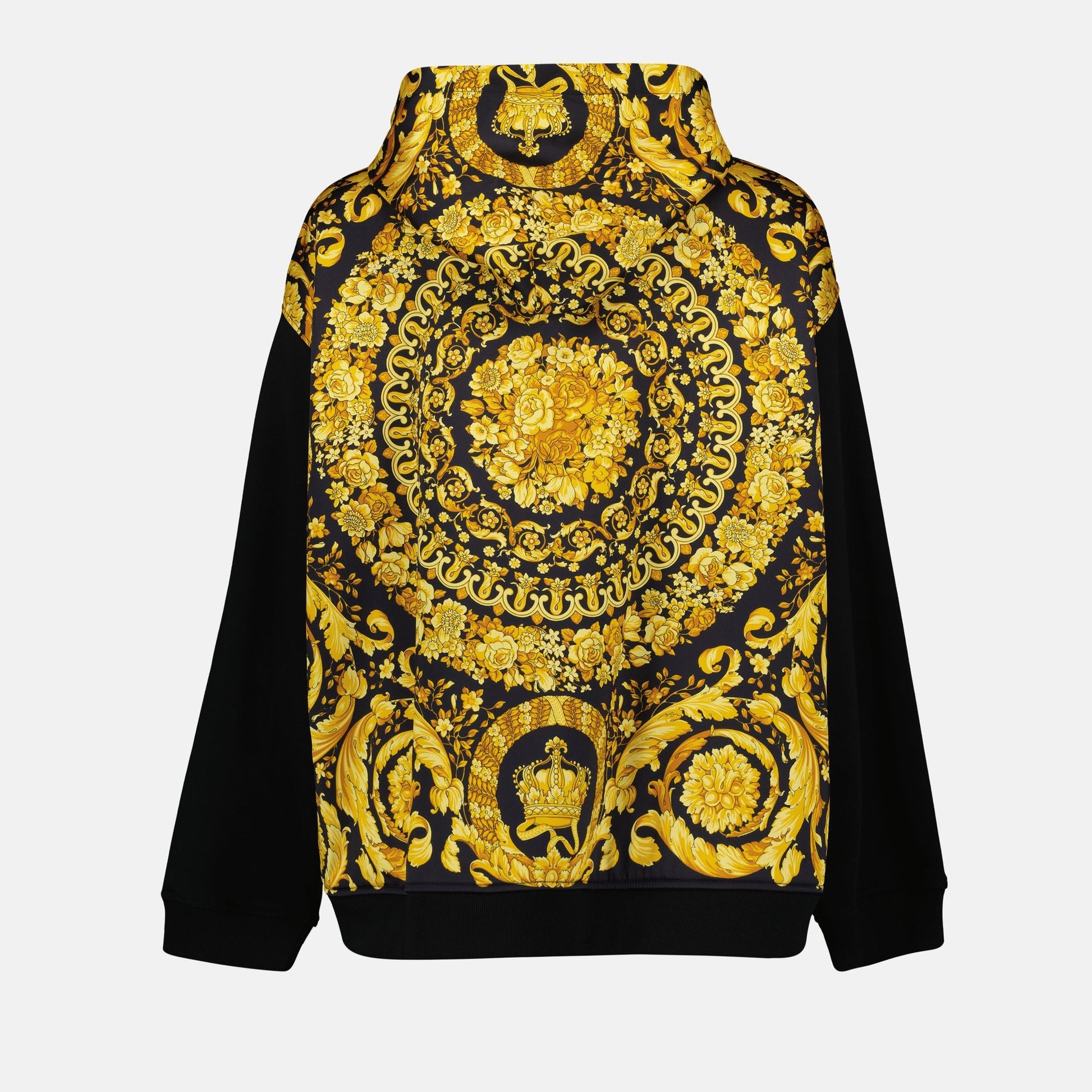 Versace Barocco sweatshirt, black and yellow hoodie, luxury fashion, designer sweatshirt, high-end clothing