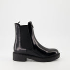 Image of Patent Leather Ankle Boots by Prada for Women - Season Autumn-Winter 2024 - Right Side View