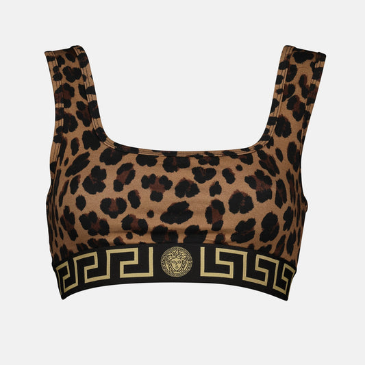 Leopard print top, Crop top, Versace top, Medusa emblem, Autumn-Winter 2024