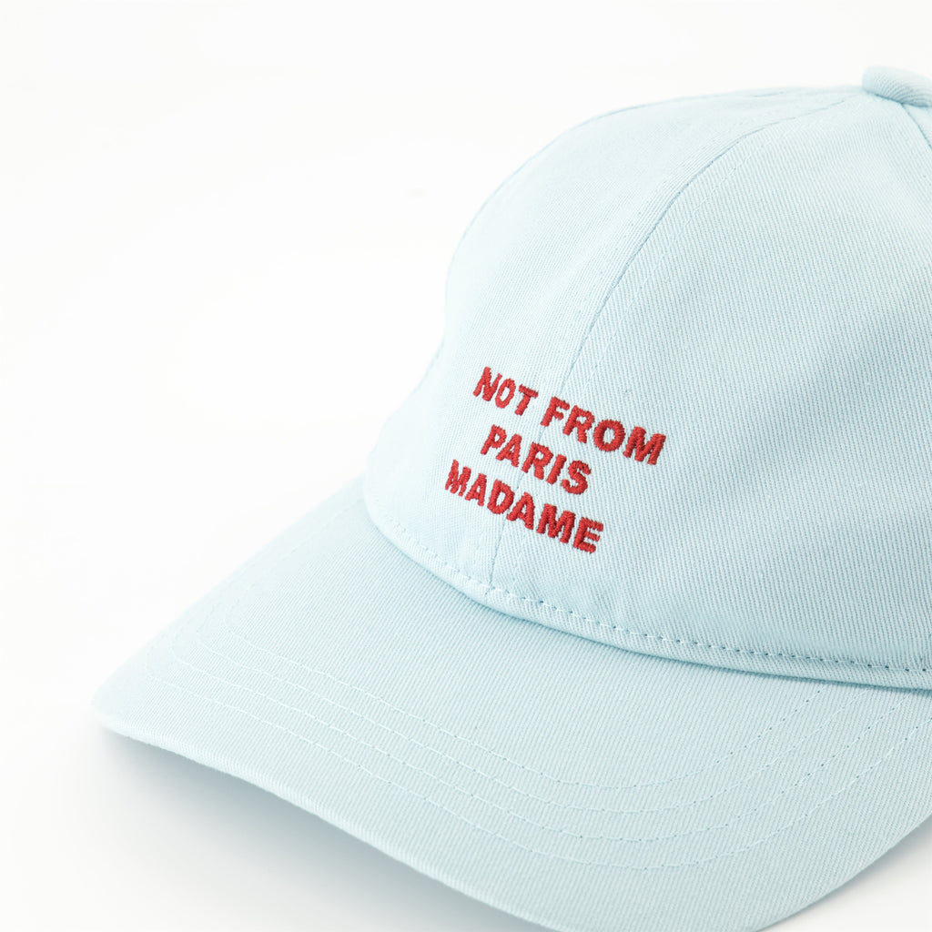 light blue cap, Drôle De Monsieur cap, adjustable slogan cap, cotton cap, breathable design