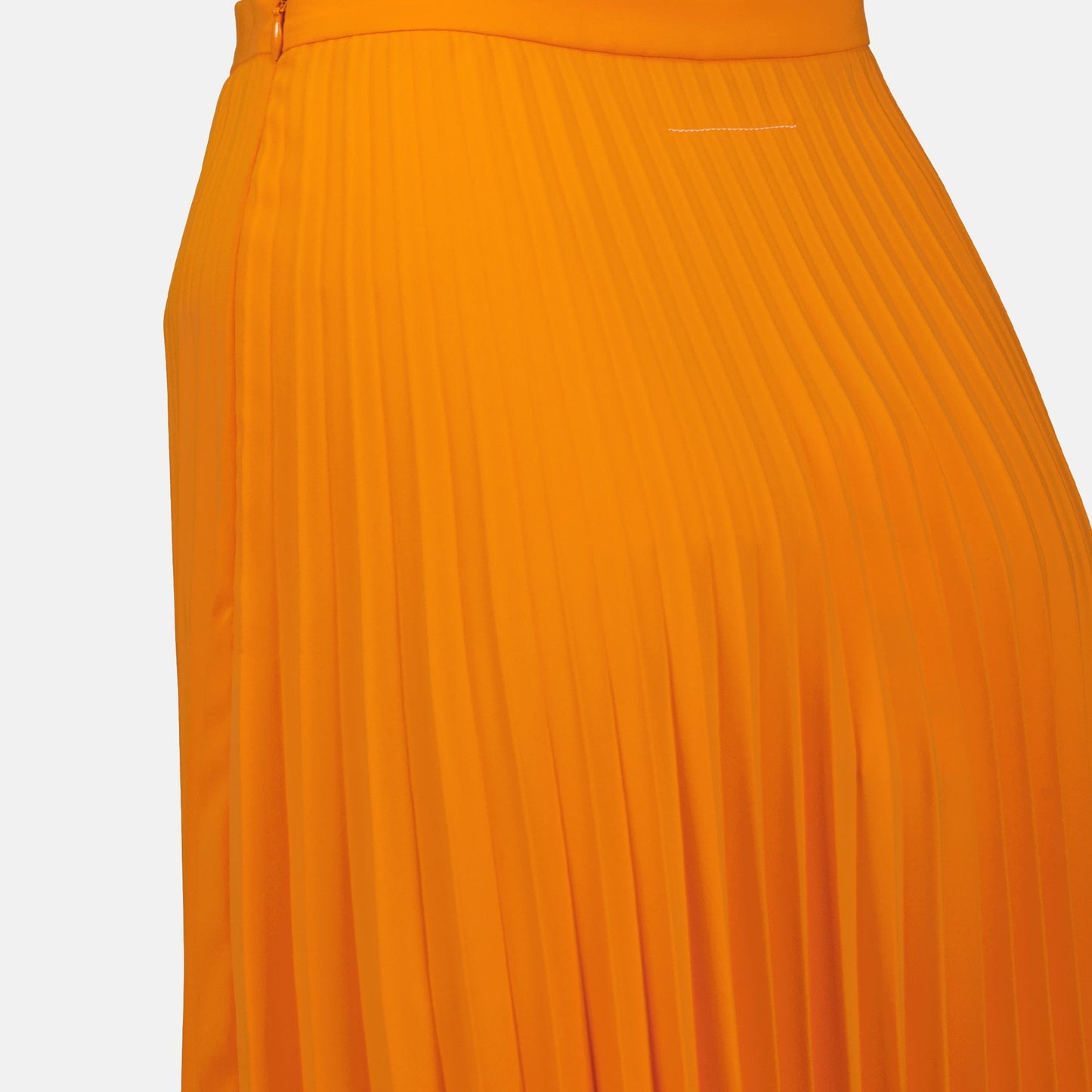 MM6 pleated skirt, orange midi skirt, spring-summer 2025 skirt, elegant pleated skirt, polyester pleated skirt