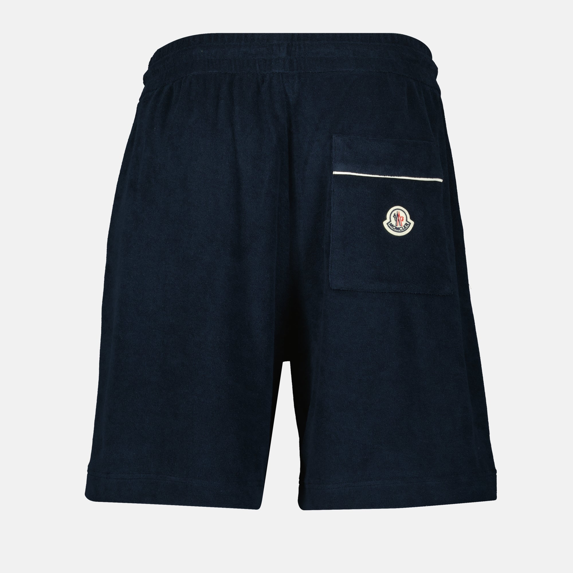 Image of Navy Blue Cotton Terry Shorts by Moncler for Men - Season Spring-Summer 2025 - Detail View 2