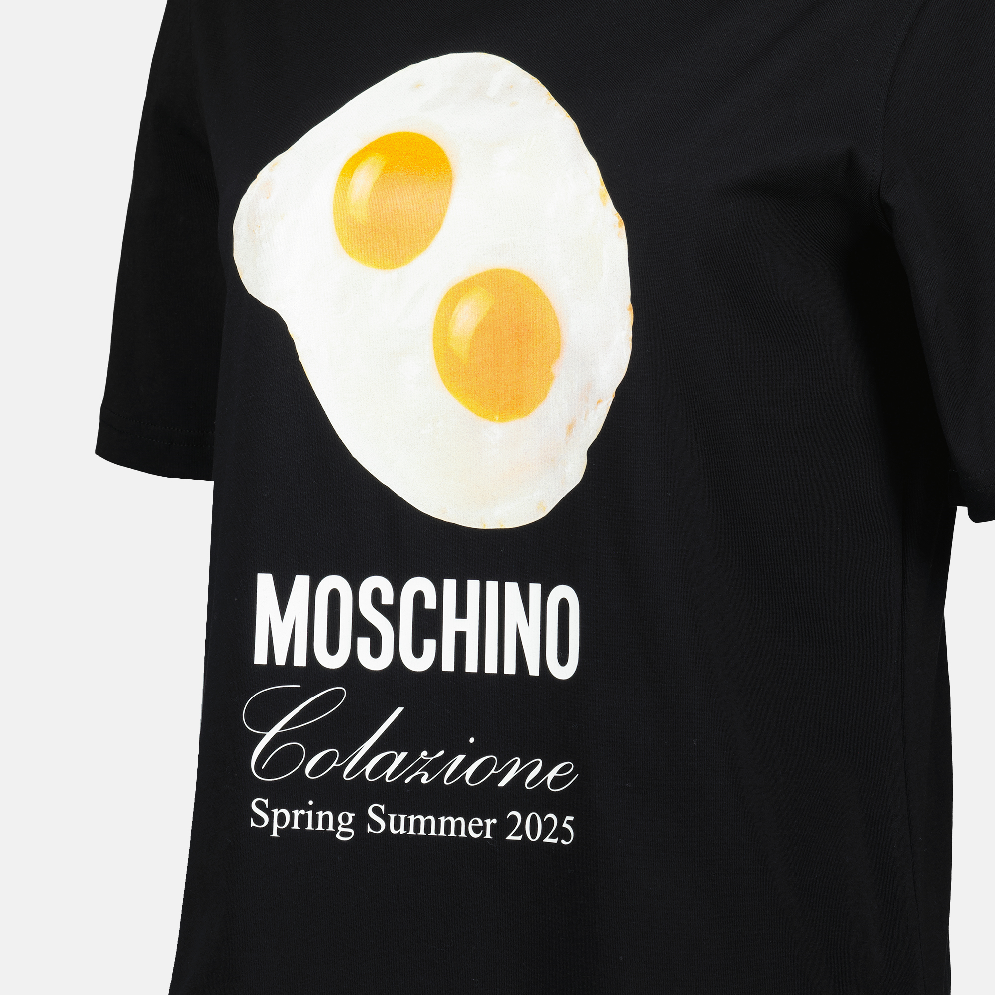black T-shirt, printed T-shirt, cotton T-shirt, Colazione T-shirt, Spring-Summer 2025