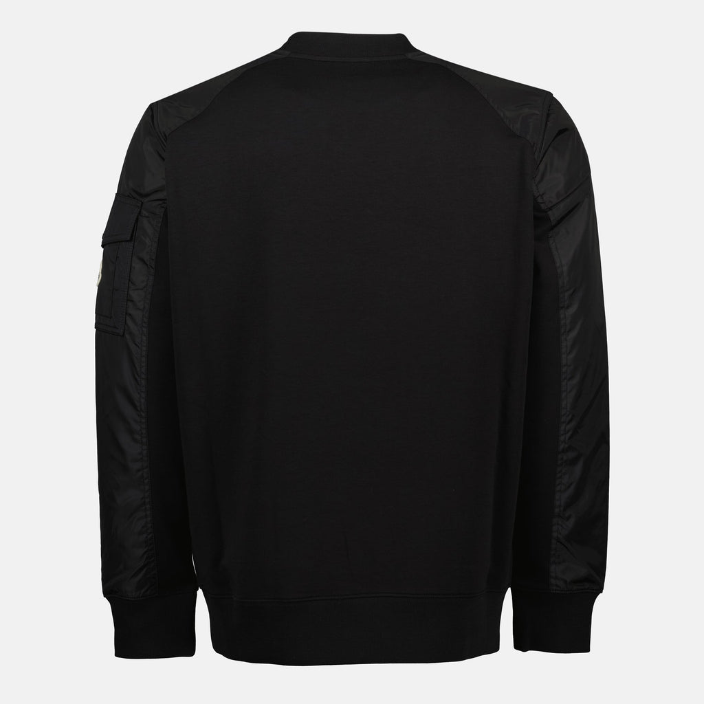 Moncler sweatshirt, black cotton sweatshirt, Autumn-Winter 2025 fashion, designer casual wear, men's designer clothing