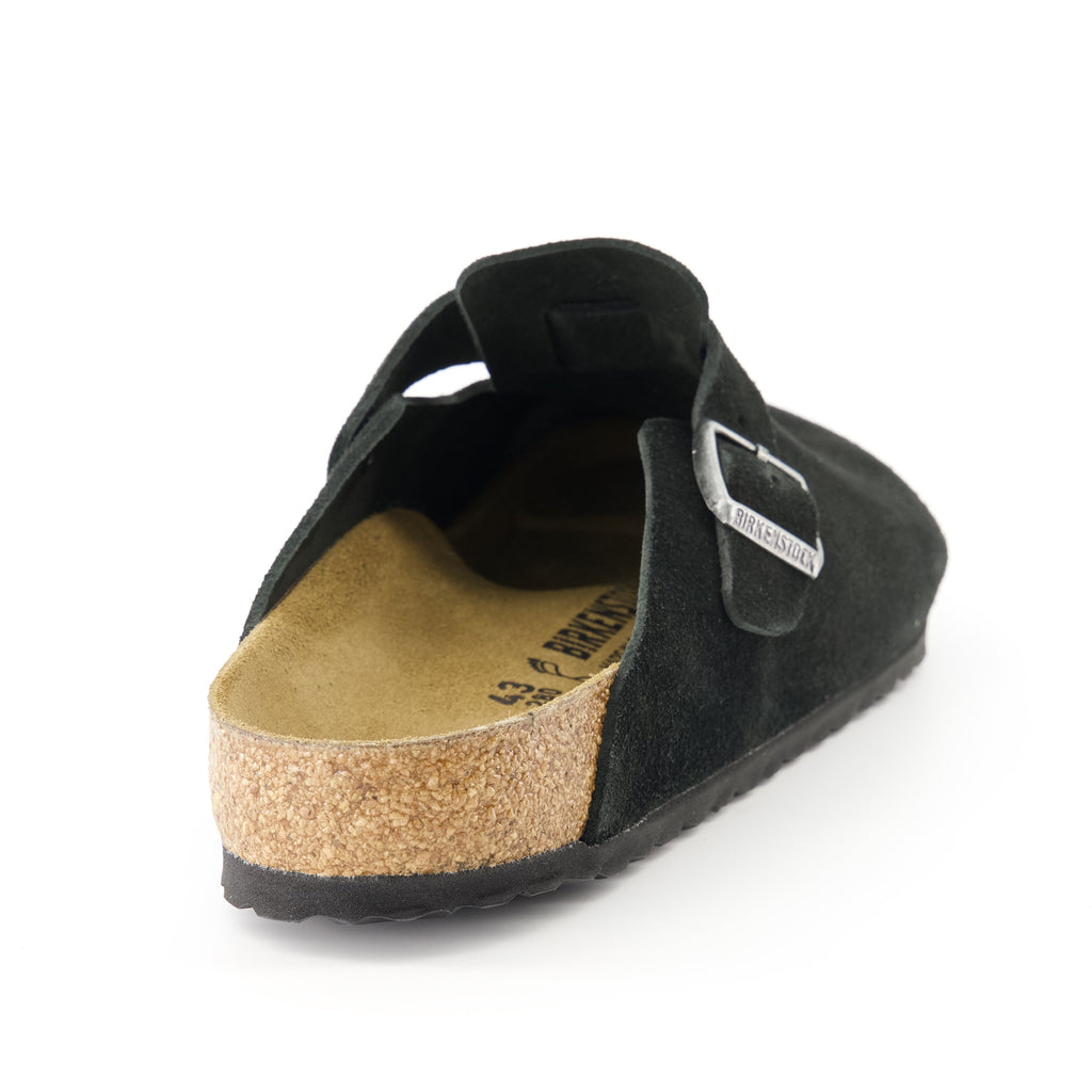 Birkenstock mules, Boston mules, black slip-on shoes, comfortable footwear, nubuck leather mules