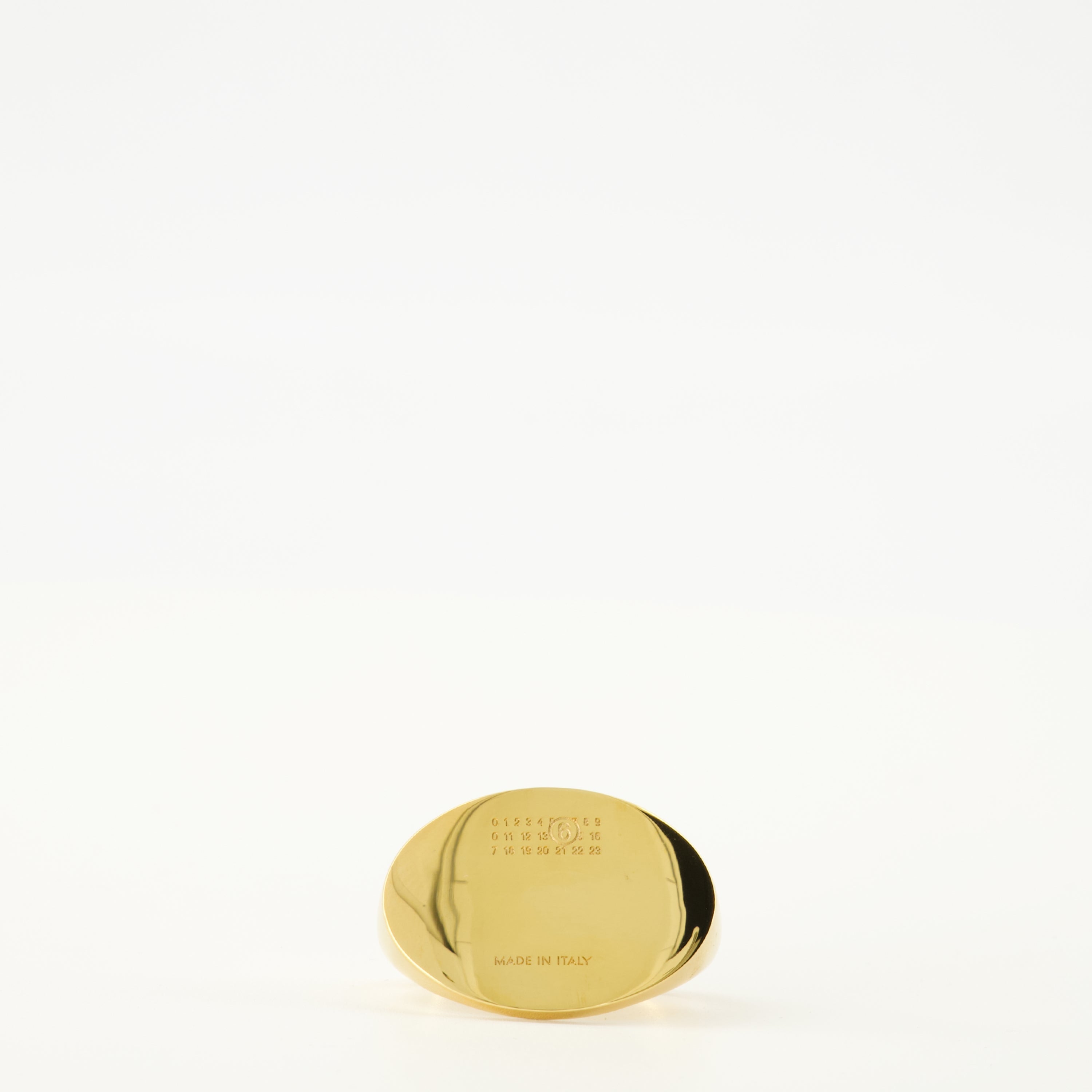 golden signet ring, mm6 ring, brass jewelry, unique accessories, tapered band ring