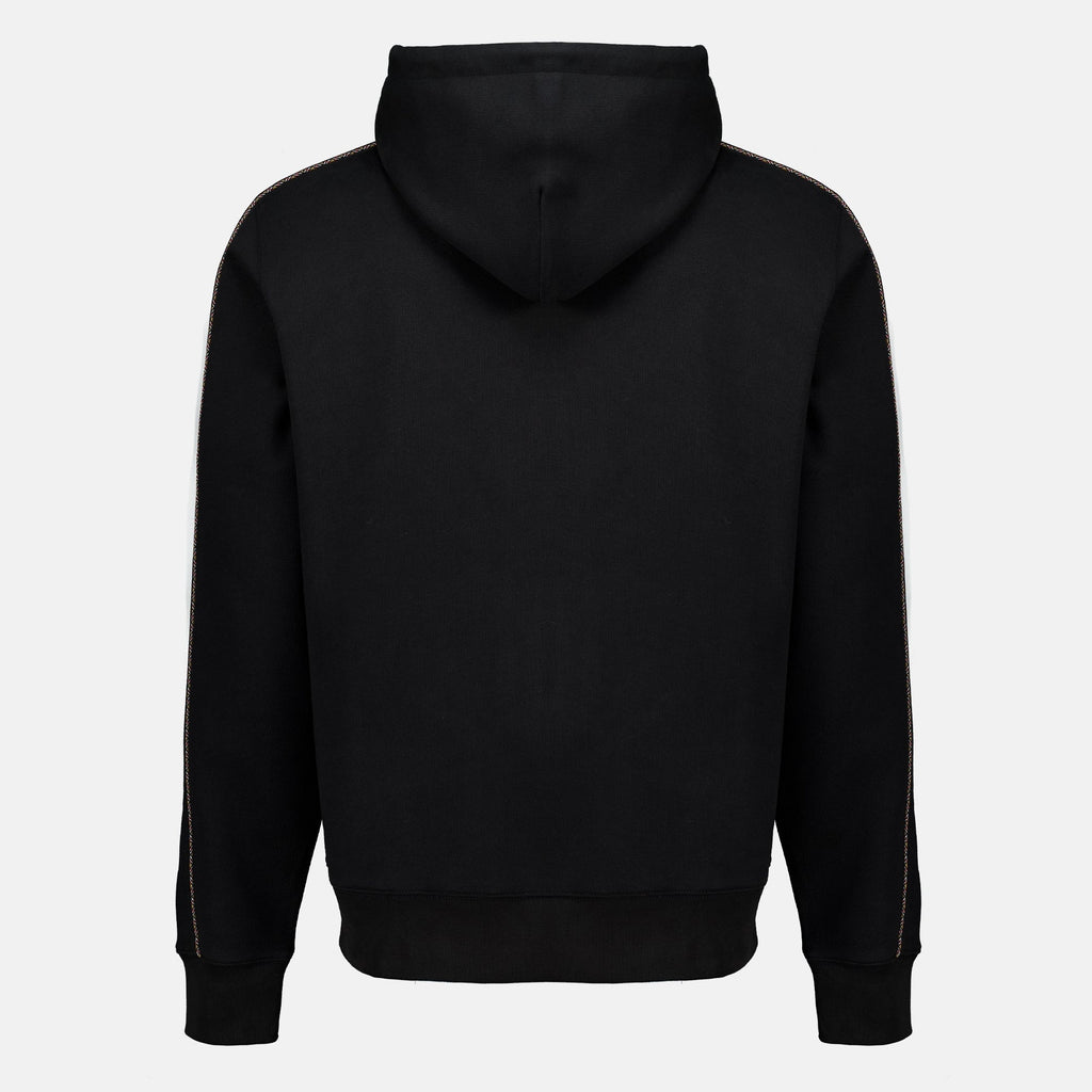 Sudadera negra de algodón con capucha y cremallera