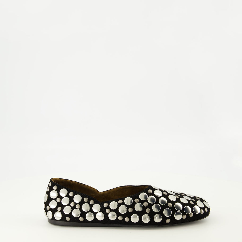 Imagem das Ballerinas Jane em Camurça Preta da Khaite para Mulheres - Temporada Primavera-Verão 2026 - Vista Lateral Direita