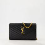 Image of Cassandre Black Chain Wallet by Saint Laurent for Women - Season Autumn-Winter 2025 - Front View