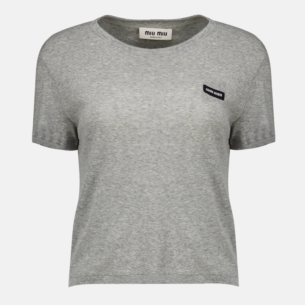 Camiseta de punto de algodón gris
