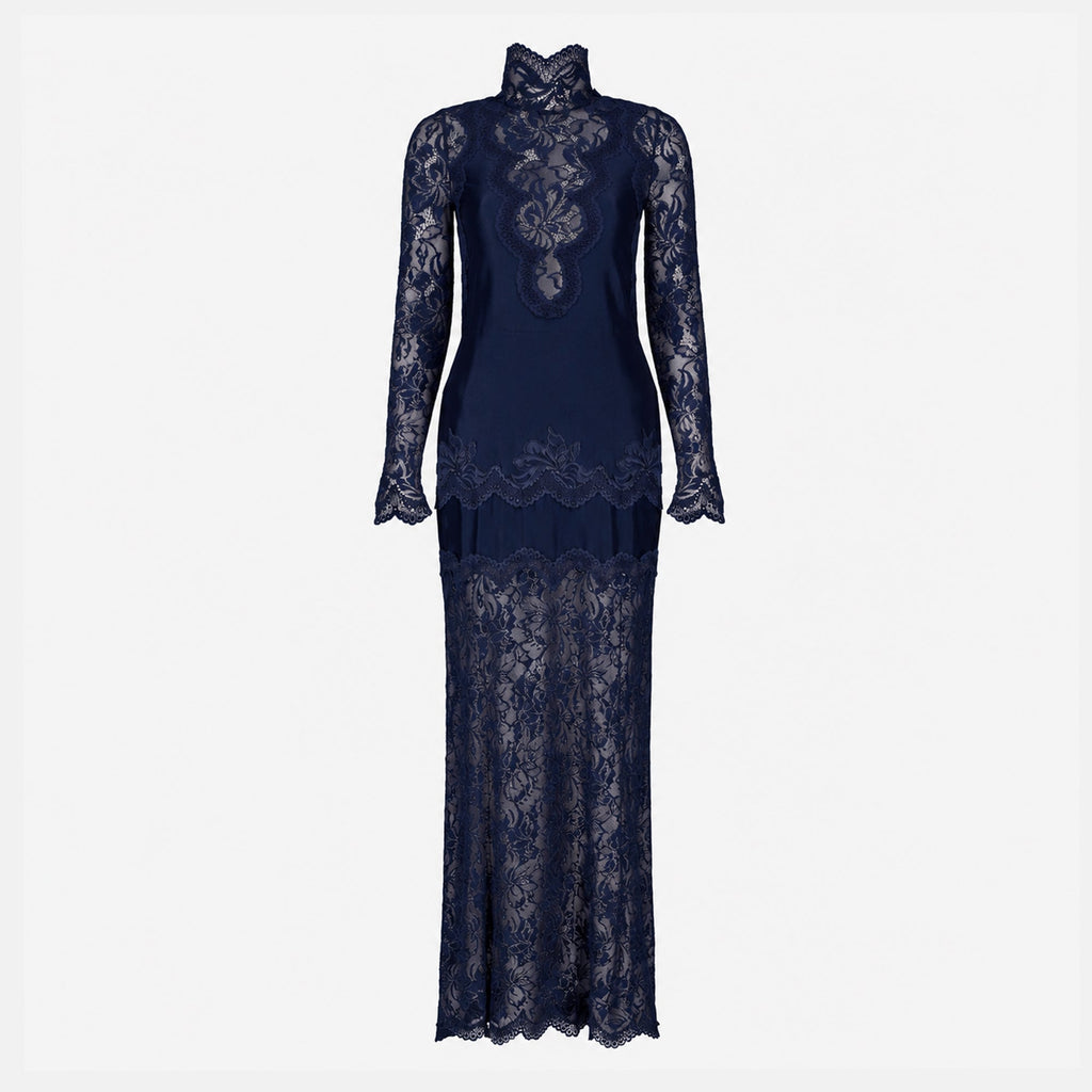 Navy Lace Long Dress