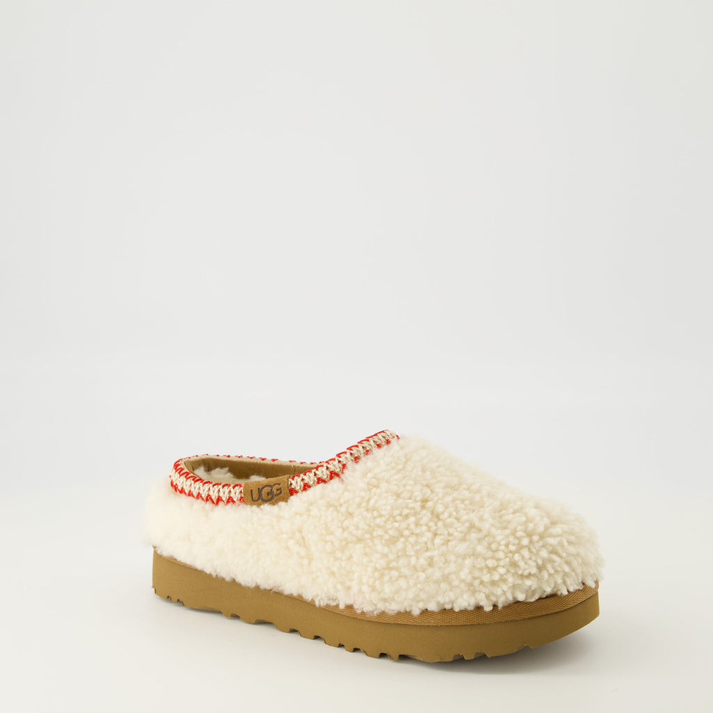 Ugg Mules, Curly Sheepskin Shoes, Autumn Winter Footwear, Comfortable Slip-On Mules, UGGplush Footbed