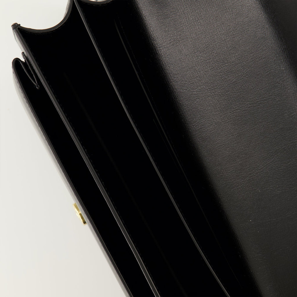 Saint Laurent bag, black leather bag, Sunset medium bag, chain strap bag, designer handbag