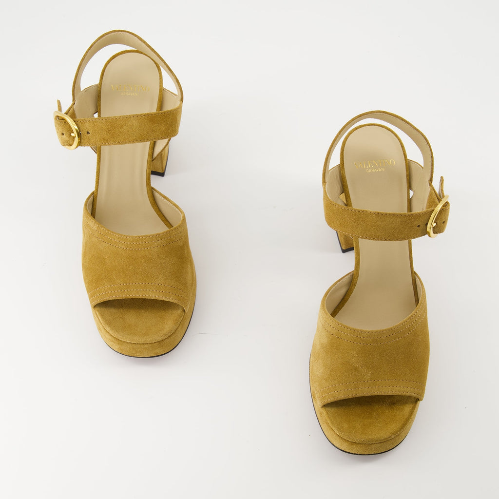 Fawcette sandals, Valentino shoes, brown heeled sandals, women's sandals, platform sandals