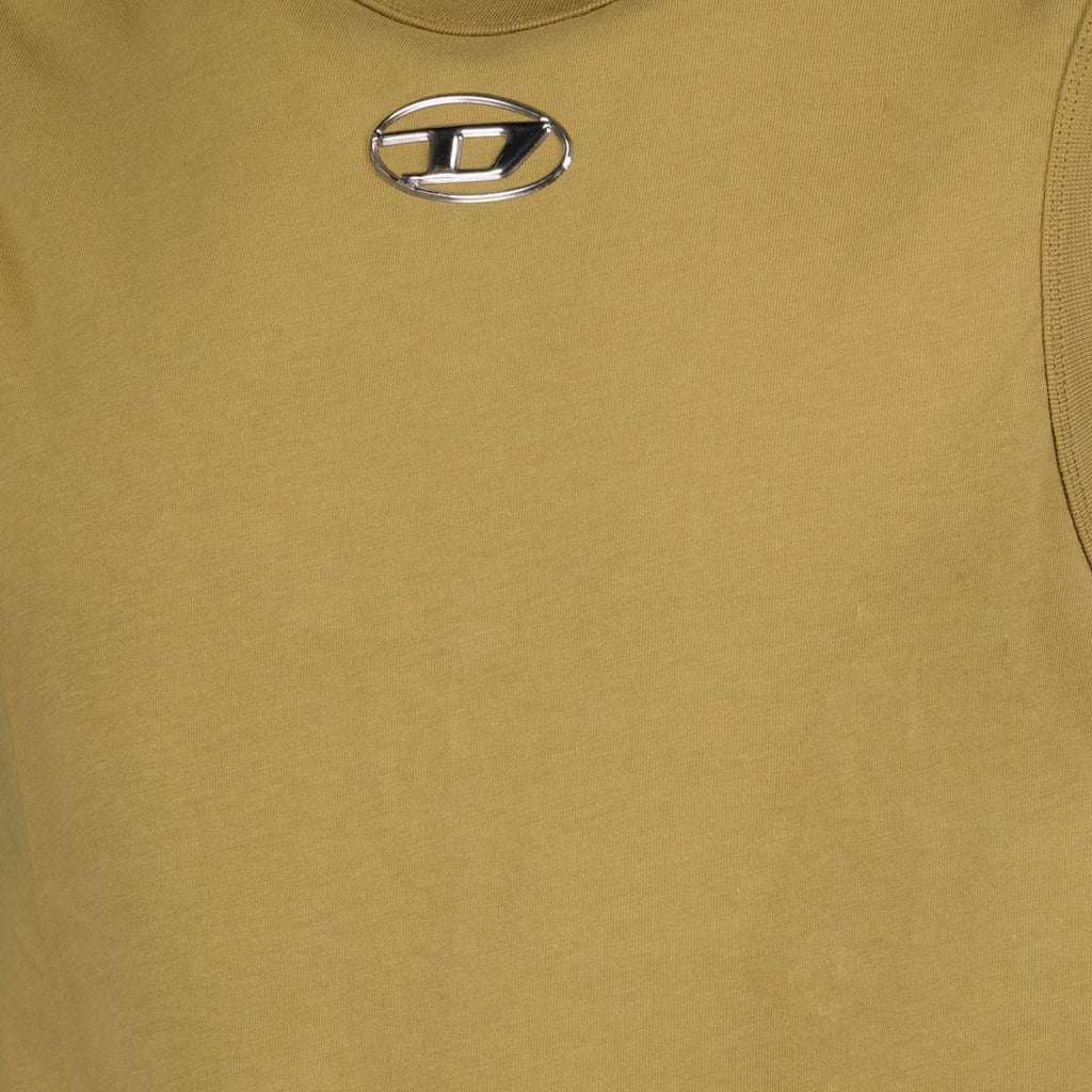 Diesel tank top, Kaki green top, Autumn-Winter 2024, sleeveless cotton, luxury casual wear