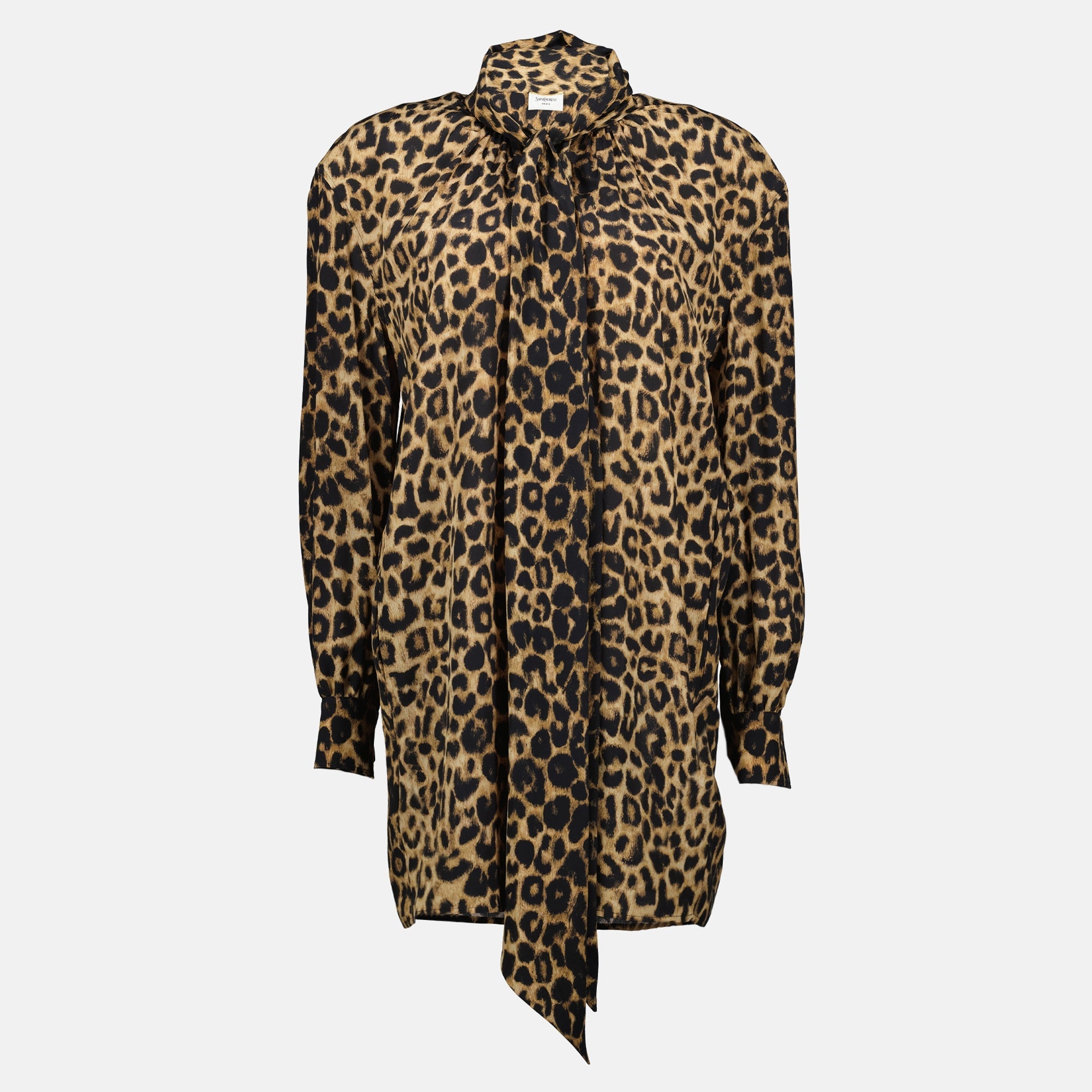 silk dress, leopard print dress, Saint Laurent dress, Autumn-Winter 2025, fashion dress