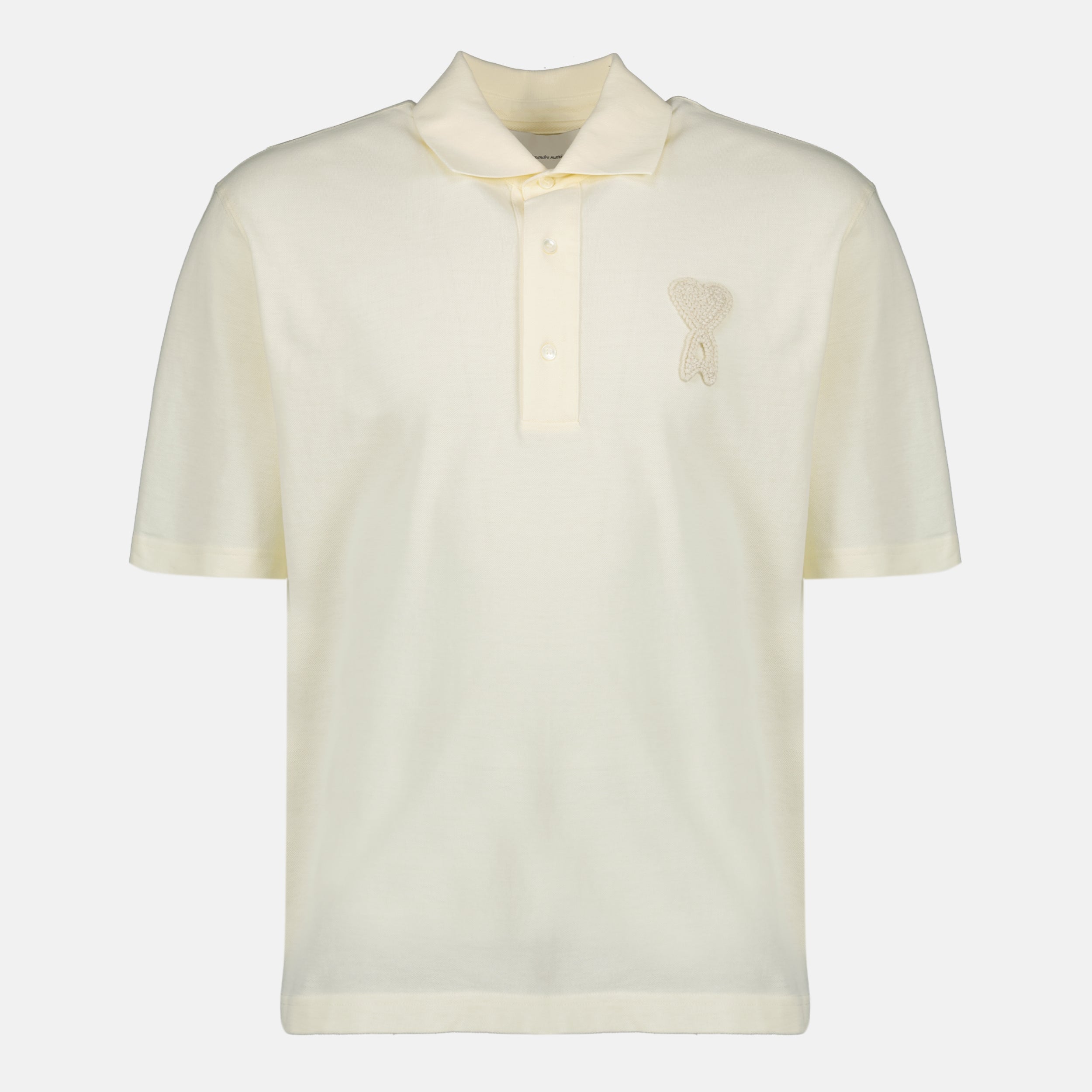 Image of Polo Ami de Coeur Tissé Bleu Marine by Ami PARIS for Unisex - Season Spring-Summer 2026 - Front View