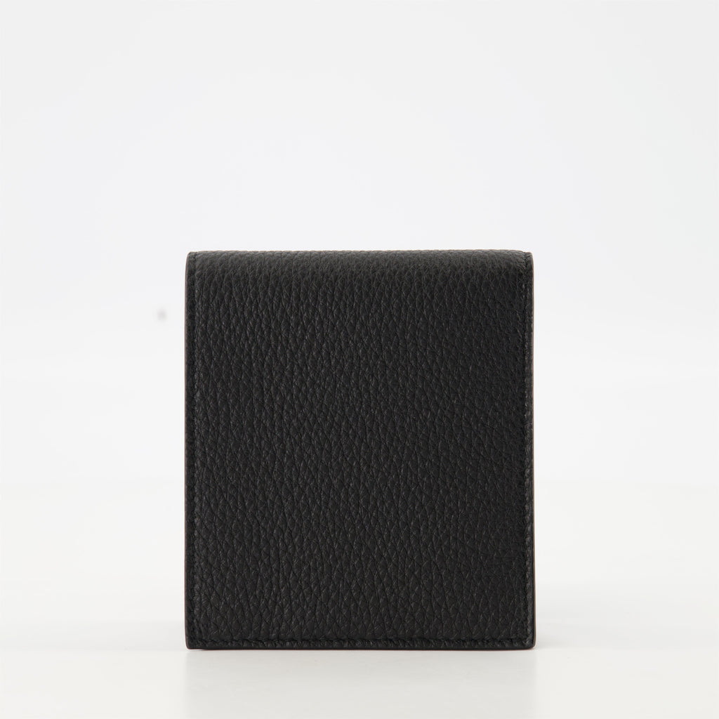 black leather wallet, Prada wallet, textured calfskin wallet, men's wallet, luxury accessories