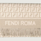Fendi scarf, FF print scarf, wool cashmere scarf, fringed scarf, designer winter accessory